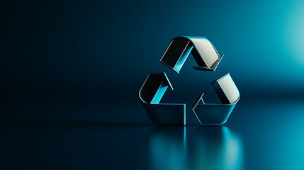Reflective Recycling Symbol 3D Render