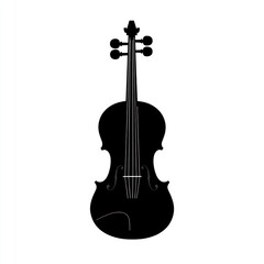Fototapeta premium Black violin silhouette, music symbol, white background, design element.