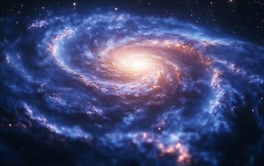 Obraz premium Spiral galaxy with vibrant colors and bright core.