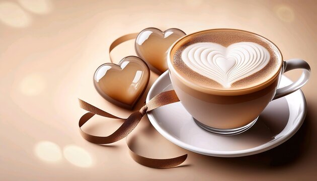 serce cappuccino wstęgą.
