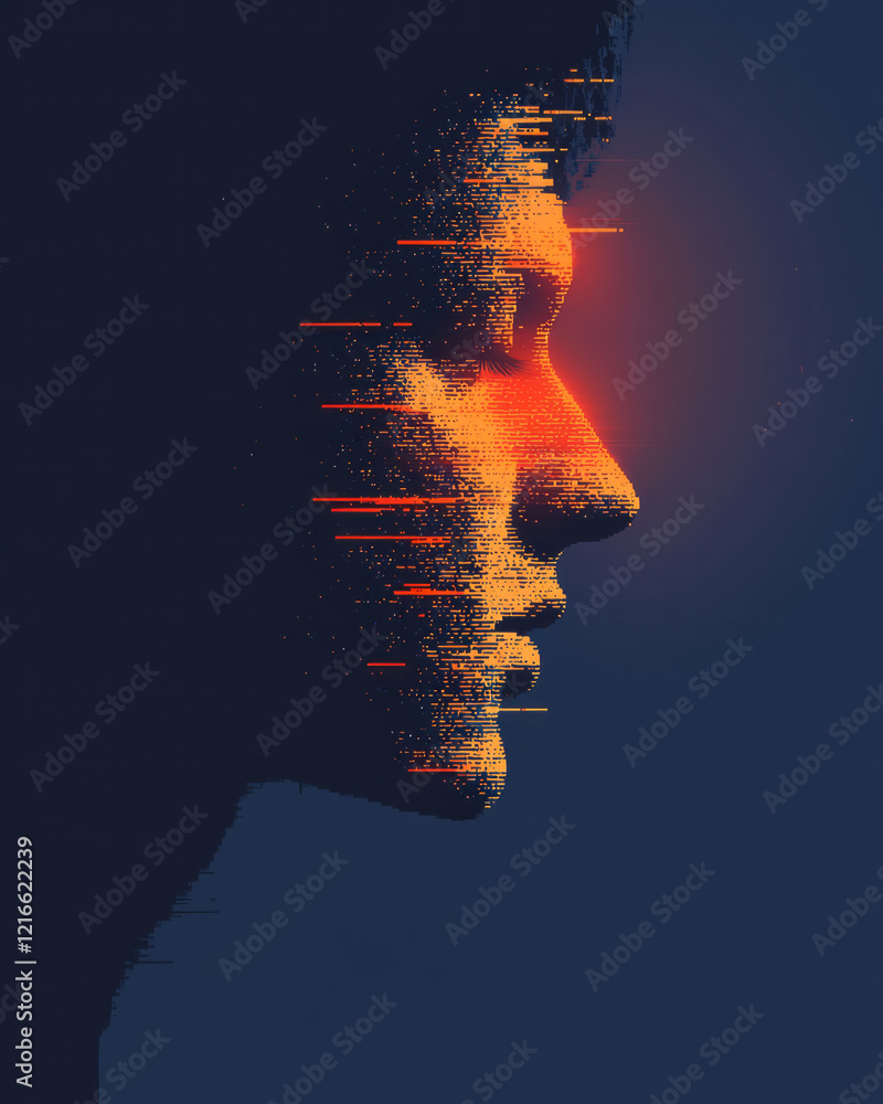 Poster an artistic illustration of an ai assistant using computer vision to recognize facial expressions an