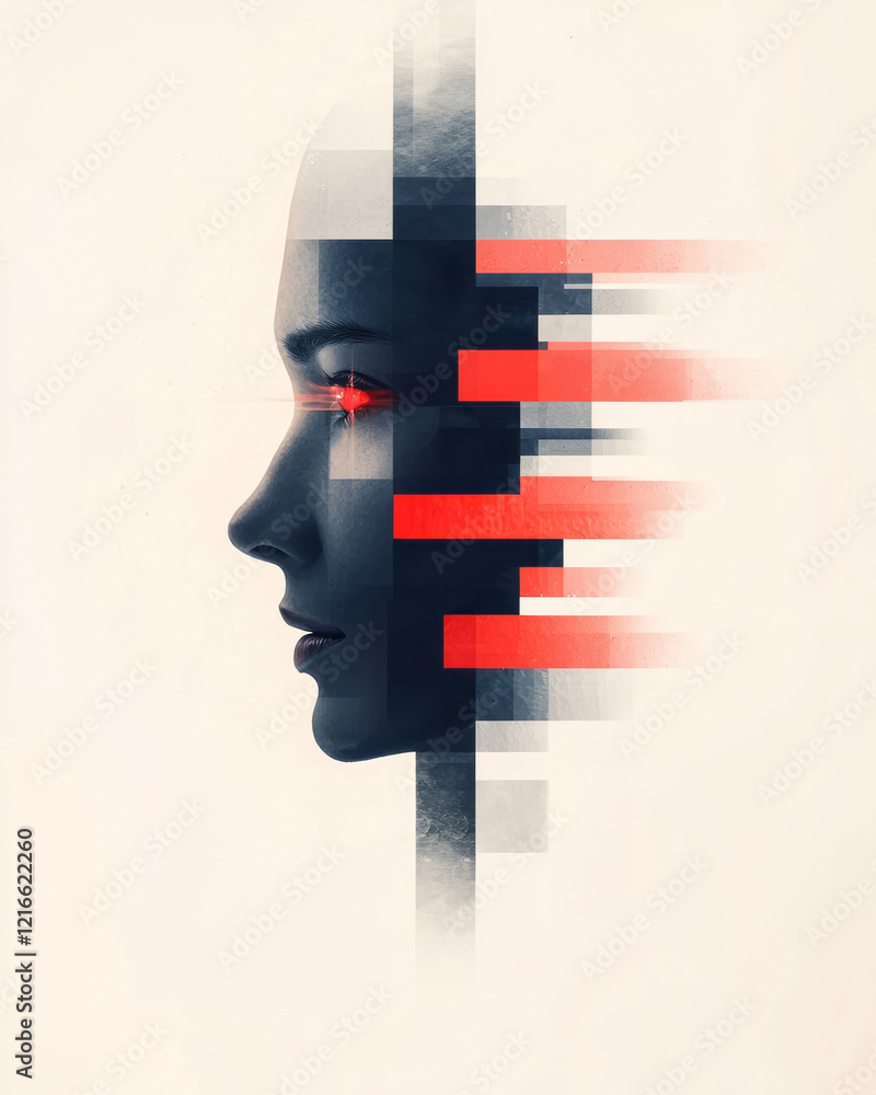 Poster an artistic illustration of an ai assistant using computer vision to recognize facial expressions an