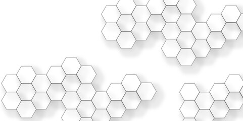 Abstract white hexagon concept background. Seamless bright white abstract honeycomb. Technology for design element vector abstract background