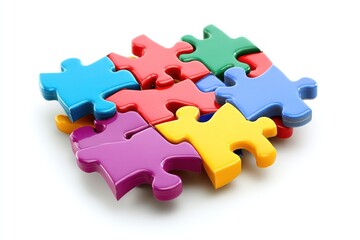 Obraz premium Interlocking pieces of a 3D puzzle representing collaborative problem-solving