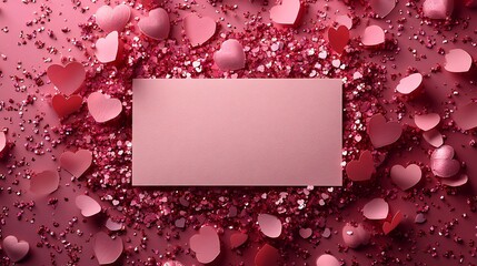Fun Valentines party invitation for A Toast to Us Hearts and Hues Party and Galentines Gathering with confetti designs and a blank rectangle surrounded by pink and red garlands for RSVP details