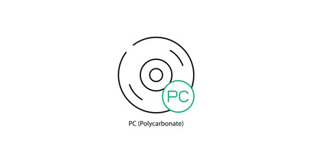 Polycarbonate Material Identification Symbol - Vector Illustration