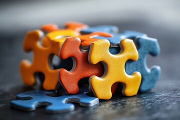 Interlocking pieces of a 3D puzzle representing collaborative problem-solving