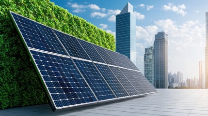 Fototapeta premium Solar Panels on City Rooftop