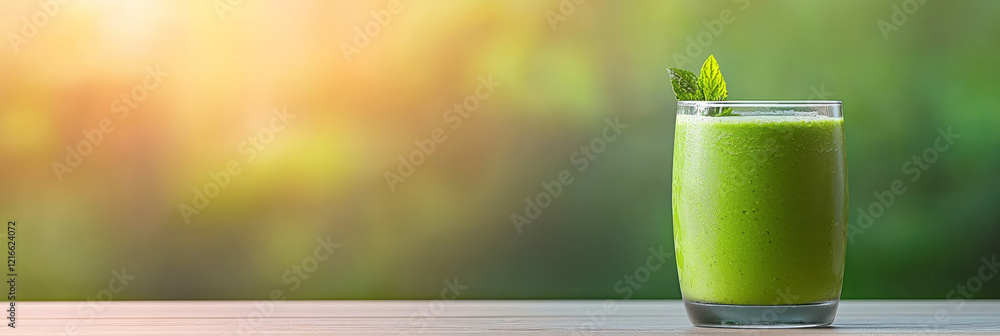 Poster a serene image of a person enjoying a healthy smoothie in the morning while sitting by a window with