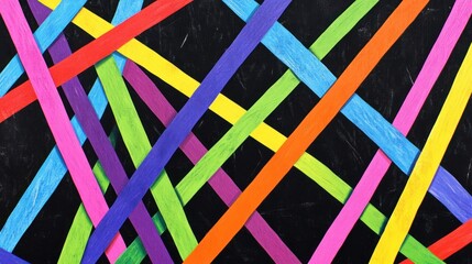 Vibrant Rainbow Lines Abstract Art Colorful Intertwined Stripes Black Background