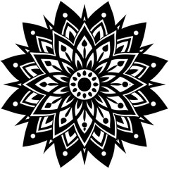 Simple mandala silhouette vector Art design, Floral mandala Illustration, ornament, flower, design, outline, template, pattern, ethnic. mandala design for invitation card, coloring book.