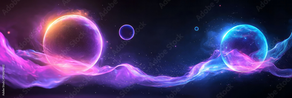 Poster a vibrant illustration of a multiverse concept where different parallel worlds represent various pos