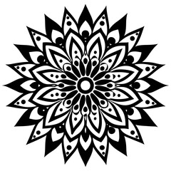 Simple mandala silhouette vector Art design, Floral mandala Illustration, ornament, flower, design, outline, template, pattern, ethnic. mandala design for invitation card, coloring book.