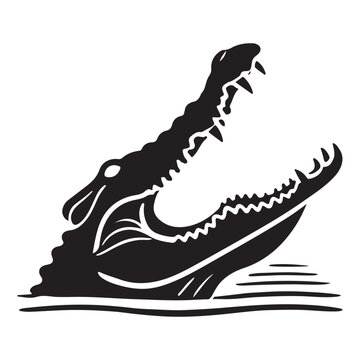 black crocodile open mouth water clip art preview