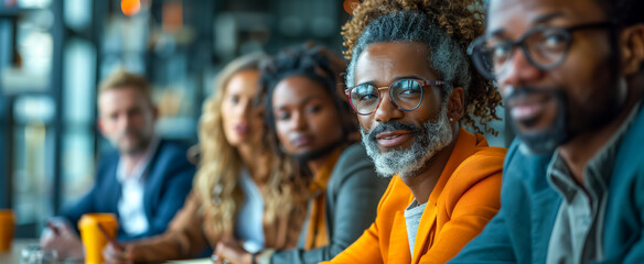Obraz premium Diverse group of professionals engaged in a serious discussion together