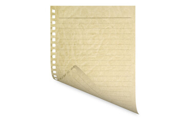 a isolated curled  sheet of paper