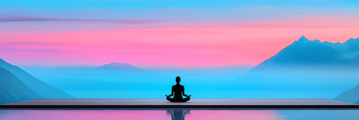 Fototapeta premium A serene scene of an individual meditating in a tranquil environment, symbolizing the importance of mindfulness in making thoughtful decisions,