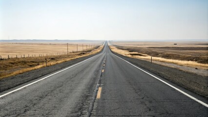 Fototapeta premium Asphalt road stretches across the vast empty highway, open space, rural landscape