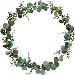 Natural wreath made of eucalyptus and greenery for home decoration