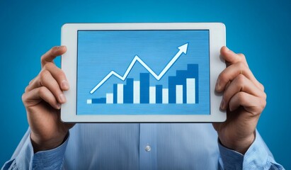 Businessman Holding Tablet Showing Growth Chart