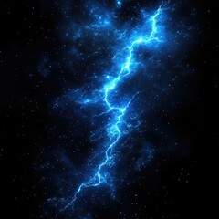 Vibrant Blue Lightning Bolt Across Starry Nebula