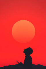 An artistic portrayal of a sunrise with a silhouette of a person making plans, symbolizing new beginnings and thoughtful decision-making for the future,
