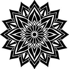 Obraz premium Simple mandala silhouette vector Art design, Floral mandala Illustration, ornament, flower, design, outline, template, pattern, ethnic. mandala design for invitation card, coloring book.