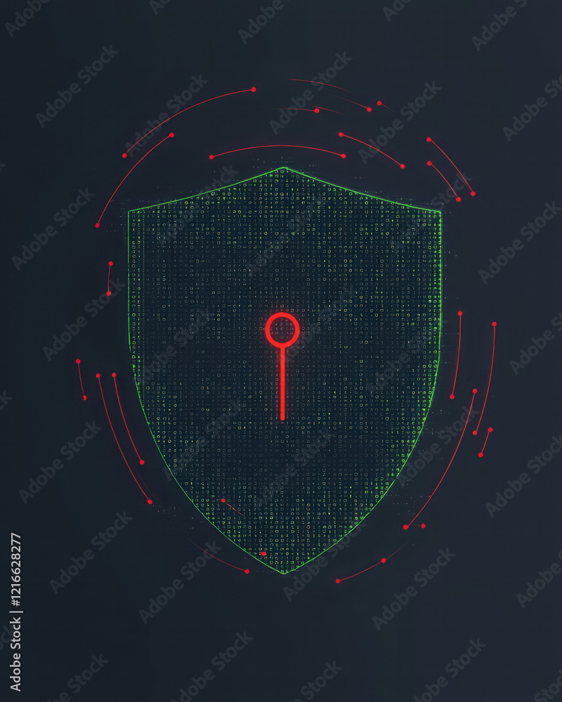 Aufkleber a minimalist digital artwork featuring a shield with binary code patterns, symbolizing the preservat