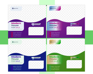 a bundle of 4 templates of a4 social media  design template layout design. business media brochure, magazine or flier mockup in bright colors. perfect for creative professional business.