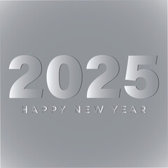 Happy New Year 2025 gray color and light effects. 