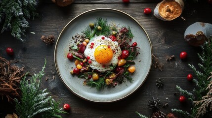 Festive Winter Egg Dish - Exquisite Culinary Art