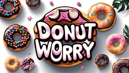 Donut Worry Be Happy Delicious Donuts Surrounding A Large Donut