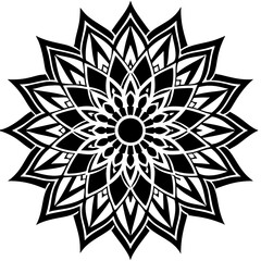 Simple mandala silhouette vector Art design, Floral mandala Illustration, ornament, flower, design, outline, template, pattern, ethnic. mandala design for invitation card, coloring book.