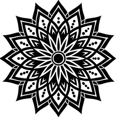 Simple mandala silhouette vector Art design, Floral mandala Illustration, ornament, flower, design, outline, template, pattern, ethnic. mandala design for invitation card, coloring book.