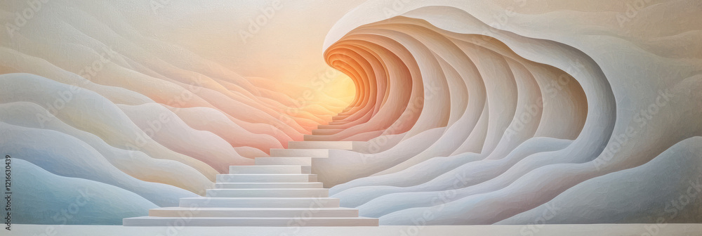 Aufkleber a detailed illustration of a staircase that seems to defy gravity, continuously ascending without an