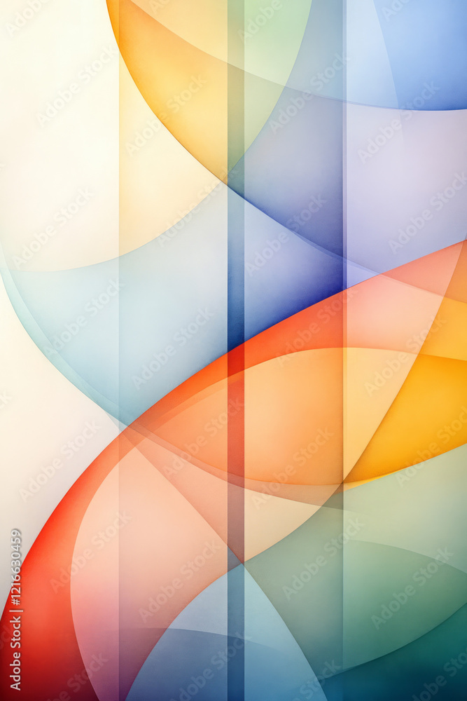 Aufkleber an abstract geometric pattern with overlapping shapes that appear to shift and change colors from di