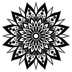 Simple mandala silhouette vector Art design, Floral mandala Illustration, ornament, flower, design, outline, template, pattern, ethnic. mandala design for invitation card, coloring book.