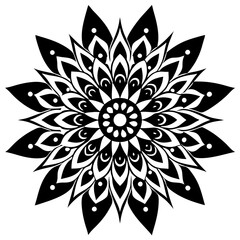 Simple mandala silhouette vector Art design, Floral mandala Illustration, ornament, flower, design, outline, template, pattern, ethnic. mandala design for invitation card, coloring book.