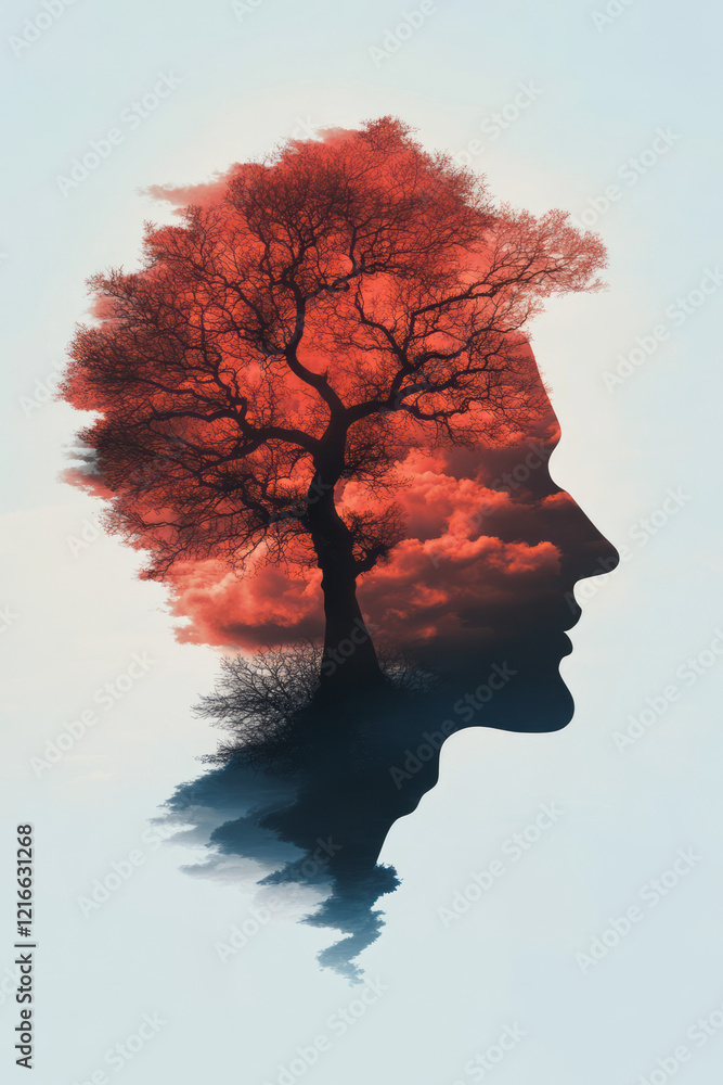 Poster a creative digital illustration of a tree whose branches form impossible shapes, symbolizing the lim