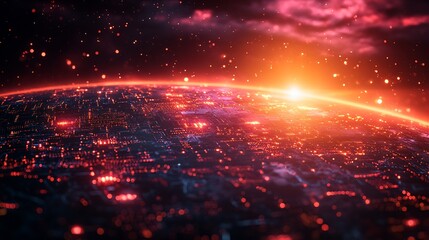 Fototapeta premium Modern invitation for TED Conferences E3 Gaming Expo and World Expo with tech inspired designs holographic icons and global themes featuring a blank text space in the top right corner