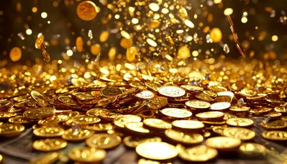 Falling gold coins creating a luxurious background  