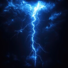Dynamic Blue Lightning Bolt Against a Dark Sky