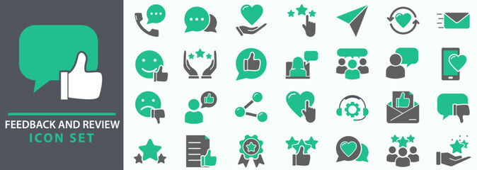 Feedback, testimonial, customer icons. review icon set. For website marketing design, logo, app, template, ui, etc. Vector illustration.