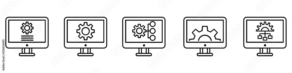 Poster loading icon vector set. update system illustration sign collection. concept of upgrade application 