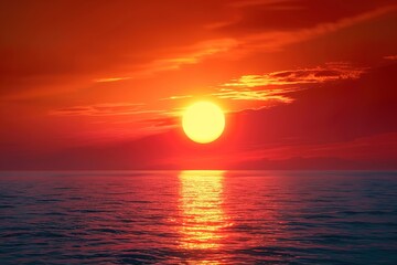 Golden Sun on Red Sky. Miracle of Nature.
