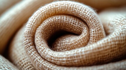 Fototapeta premium Burlap fabric rolled neatly showing texture and detail in a close-up view