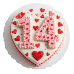 14 birthday lighted candle cake with party hat and party horn blower