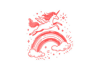 Unicorn hand drawn sketch vector