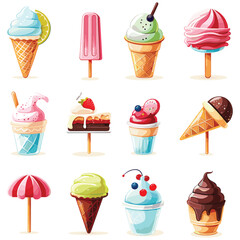 elegant illustration of ice cream set