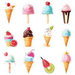 elegant illustration of ice cream set